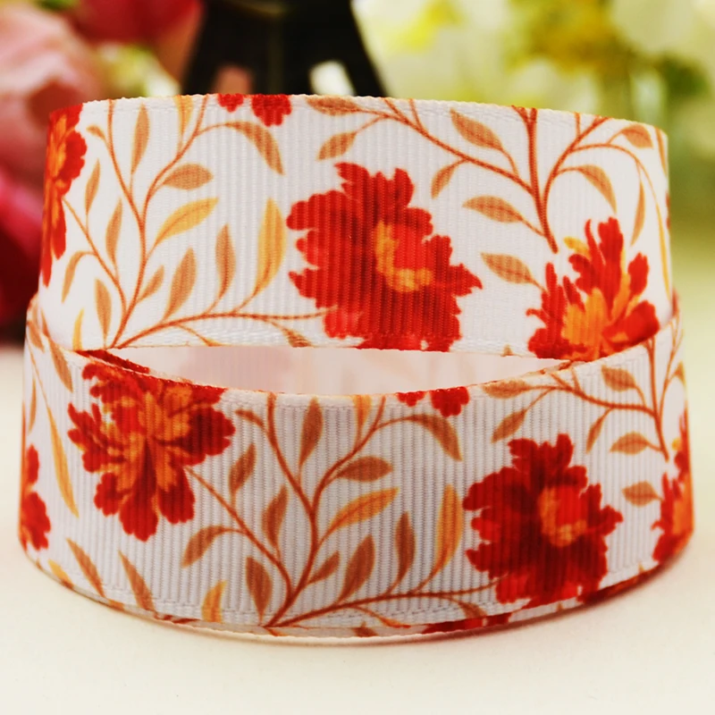 22mm 25mm 38mm 75mm flowers  cartoon printed Grosgrain Ribbon party decoration 10 Yards satin ribbons