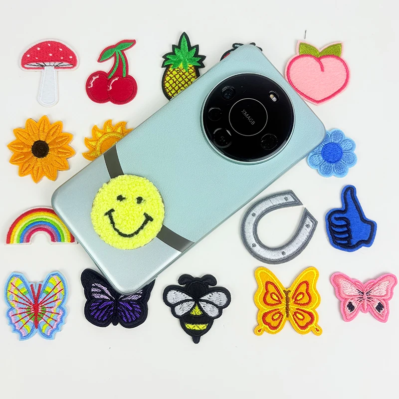 20pcs Insect Fruit Patches Stick on Cartoon Rainbow Sun Strawberry Stickers Patches for Jeans Clothes Bag  Accessories