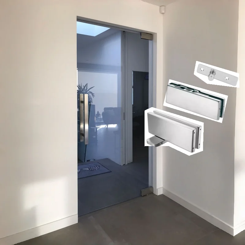 Factory Direct Self Soft Closing Glass Door Hinge Bottom Pivot Stainless Steel Frameless Glass Door Hinge Set