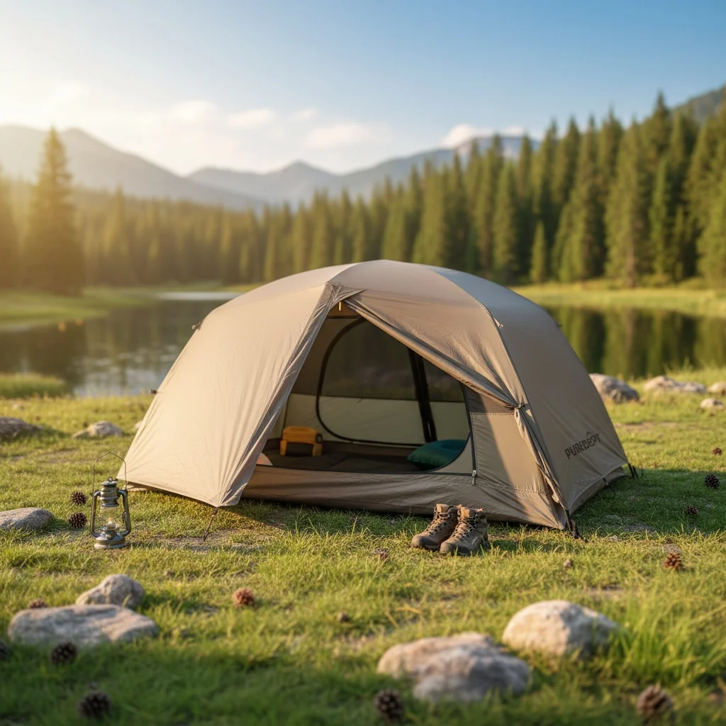 2 Person Aluminum One Bedroom Camping Tent with Instant Setup System Windproof Double Layer Design for Hiking and Mountaineering