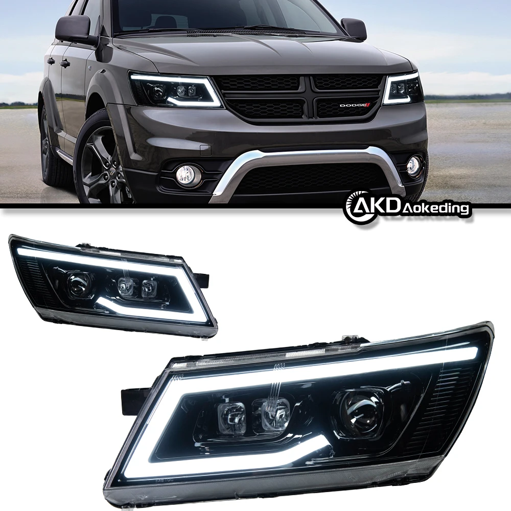 Auto Parts For Dodge JCUV Headlights 2009-2016 latest Styling LED Low Beam High Beam Dual Projector Car Accesorios Modified