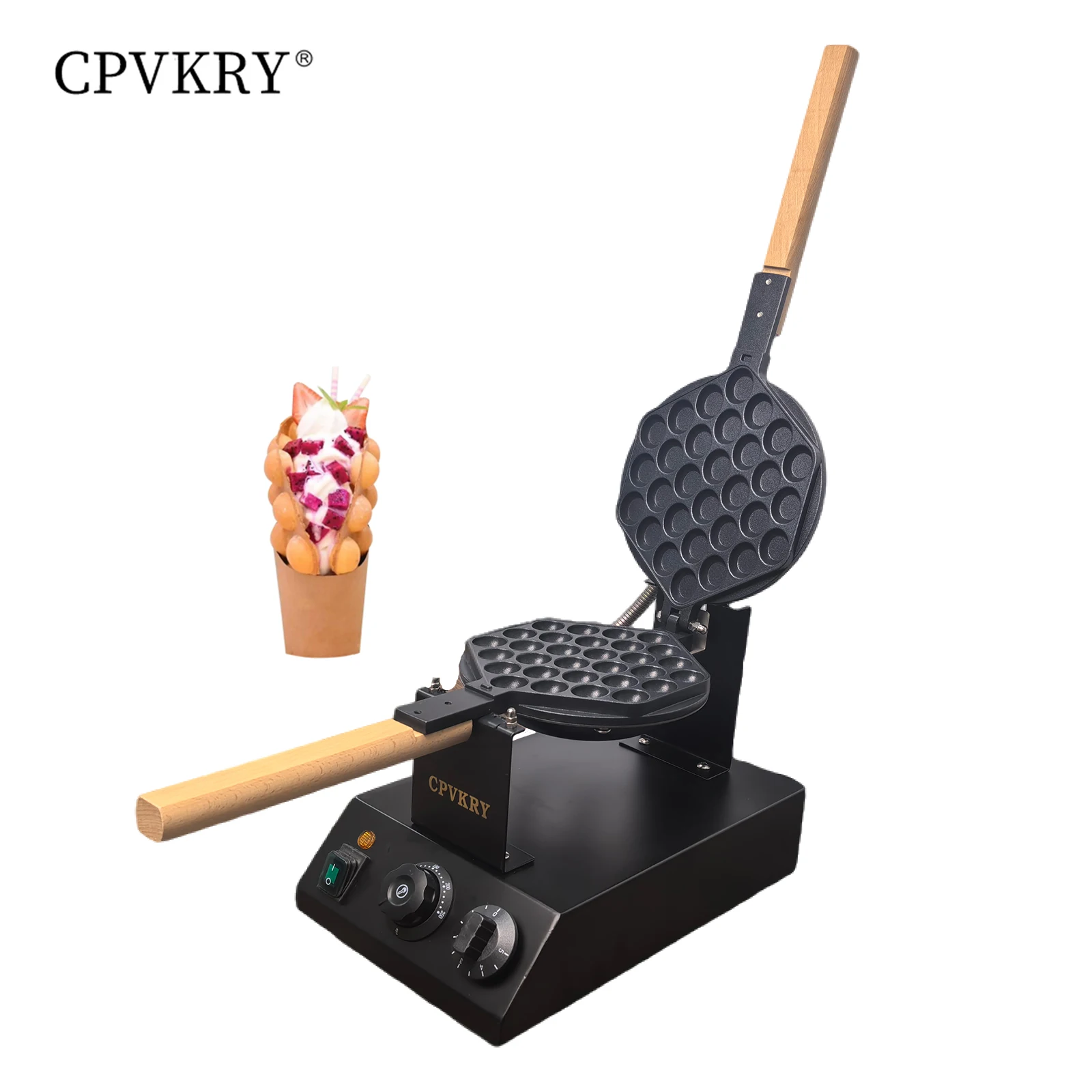 Commercial Black Egg Bubble Waffle Maker 1300W hong kong  Puff Iron w/ 180° Rotatable Electric 110/220V Stainless Steel Baker