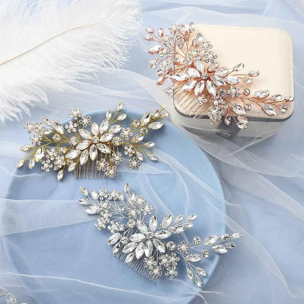 Trendy Crystal Hair Comb Rhinestone Vintage Wedding Party Hair Clip Bridal Insert Comb for Women