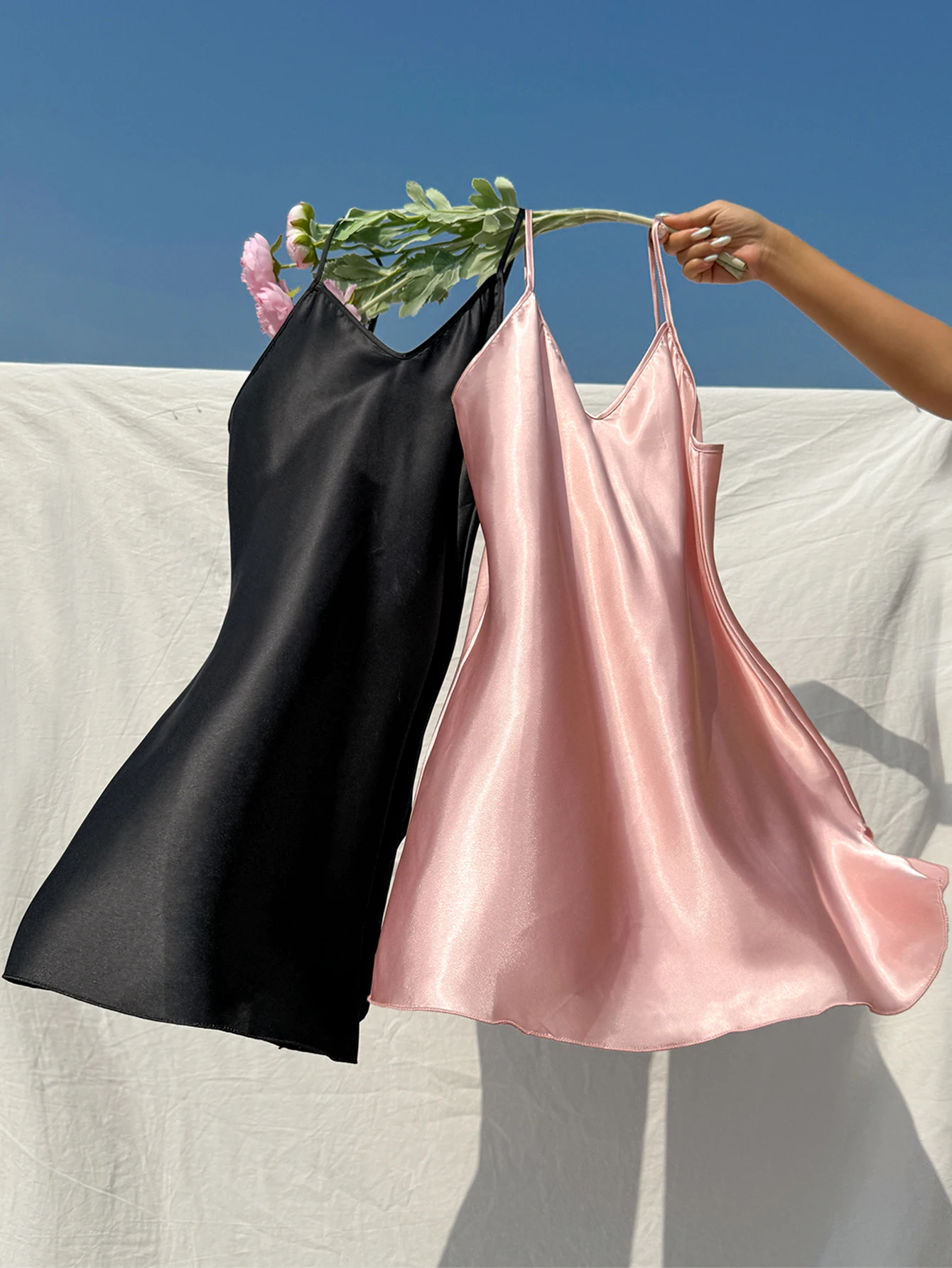 

Летняя женская ночная рубашка с v-образным вырезом, простая сексуальная удобная дышащая пижама с разрезом, комплект из двух предметов