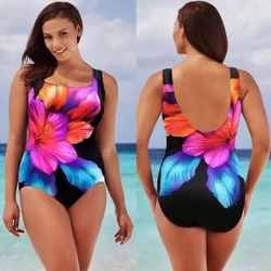 2024 traje de baño de gran tamaño para mujer, traje de baño estampado de una pieza, ropa de playa, traje de baño Sexy de talla grande, traje de baño para playa, Monokini