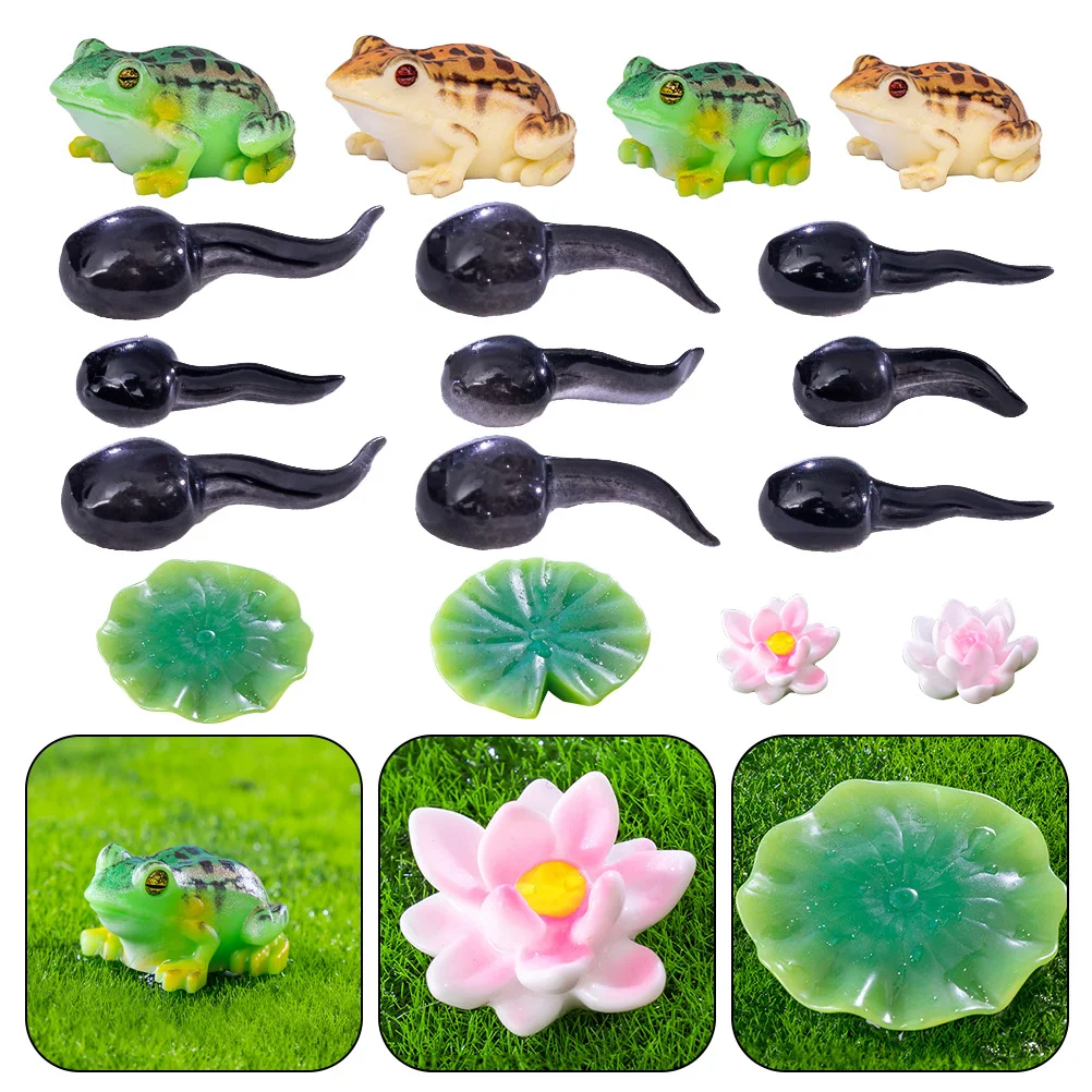 Micro Landscape Frog Mini Figurines Decor Resin Frogs Tadpole Miniature Flower Pots Ornaments Statue Things