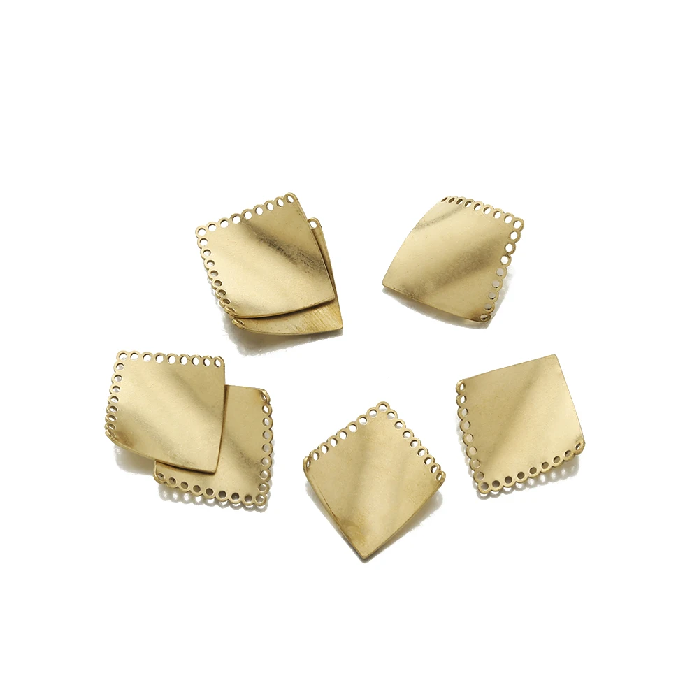 10Pcs Multi Strand Link Connector Necklace Chandelier Raw Brass Curved Square Connectors for Diy Jewelry Earring Making Findings