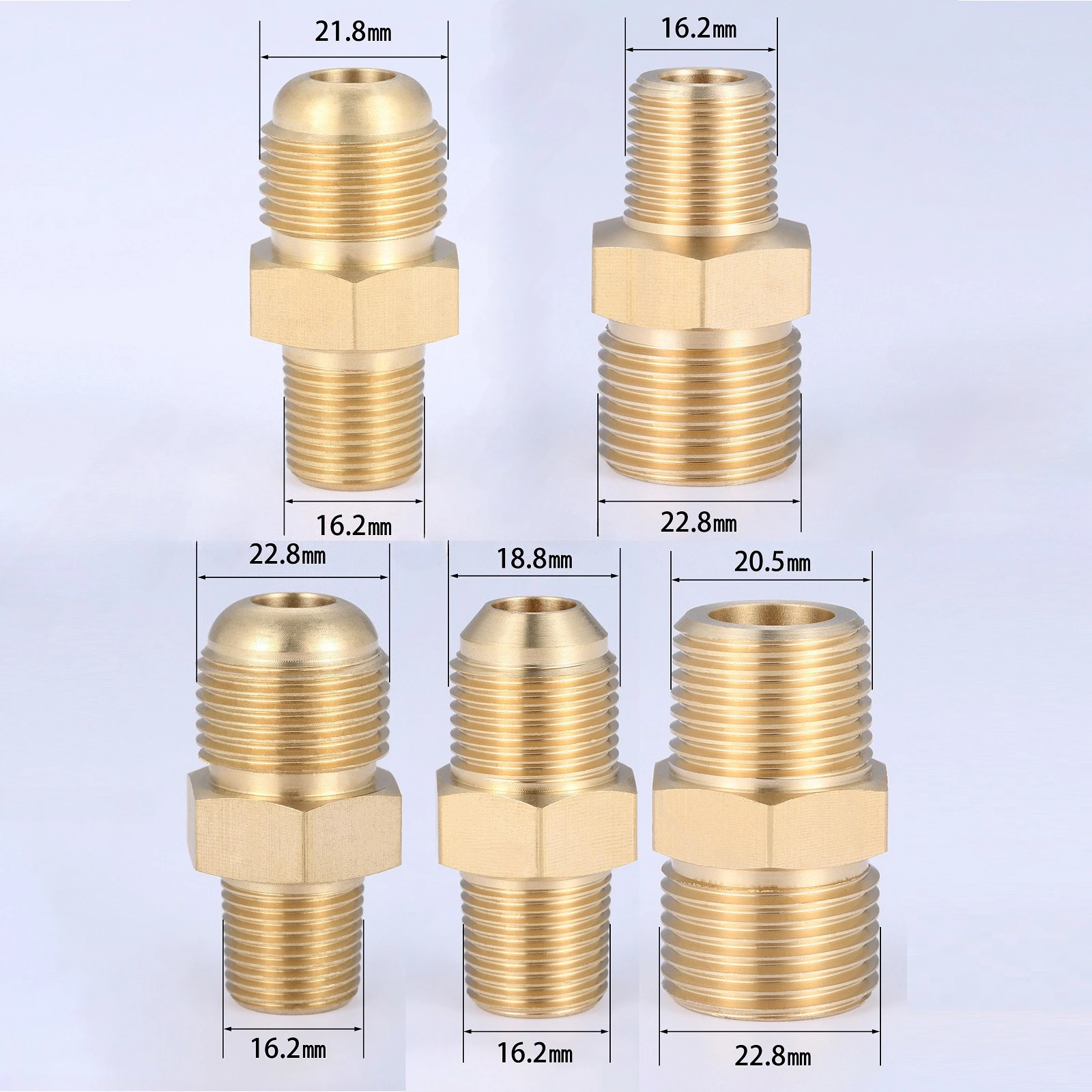 Brass Adapter for Nitrogen Oxygen Pressure Reducing Valve Cylinder Meter Adapter Convex Male 7/8 3/4 To NPT 3/8, G5/8 To NPT 1/2