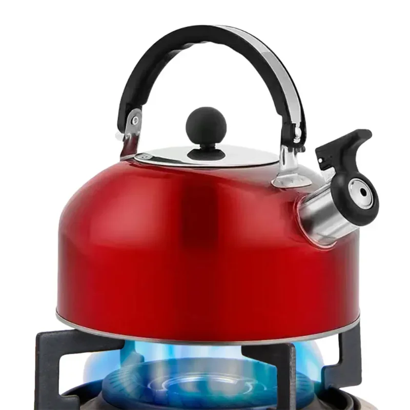 1 PC 3L Stainless Steel Whistling Tea Kettle Water Boiler Heat-Resistant Flat Bottom Teapot Water Boiling Pot for Camping Hiking