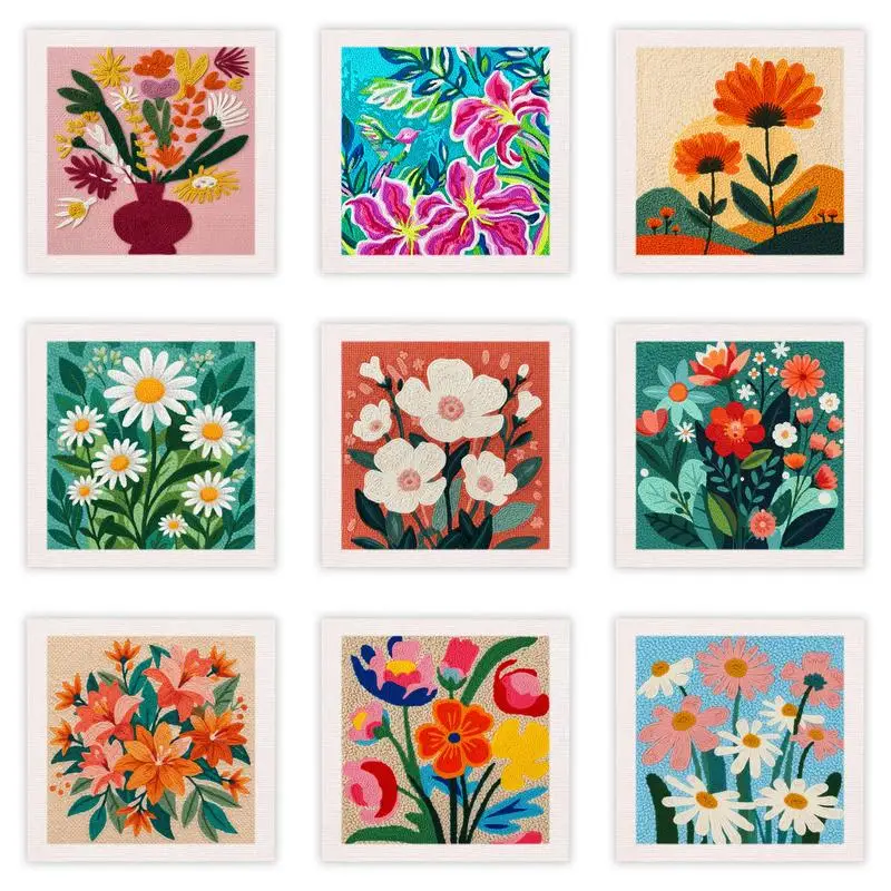 

Flowers And Plants Punch Needle Home Decoration Adult Hobbies Flower 25x25cm/9.84x9.84inch Punch Needle Threader Handiwork Art