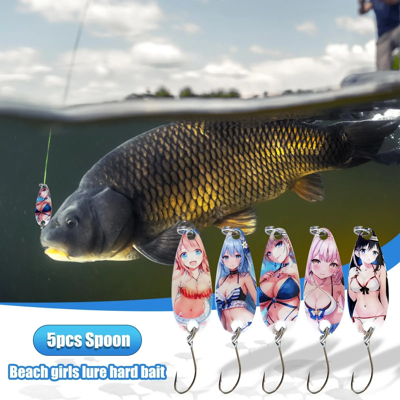 

Fishing Spoons Lures for Bass Trout Bait 5 Pieces Shiny Sequins Lures for Crappie Trout Walleye Catfish Salmon River Lake