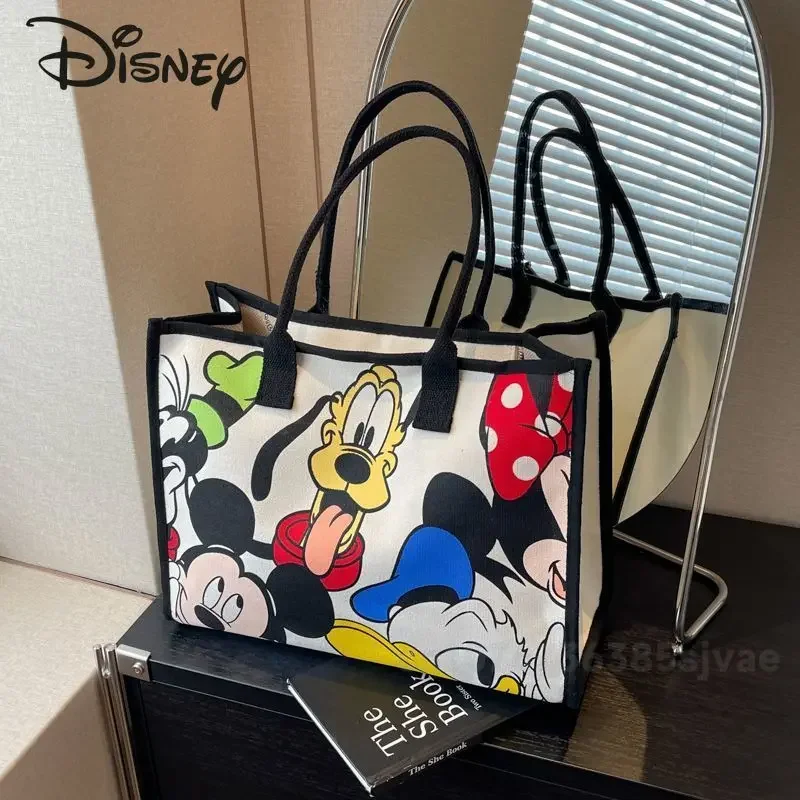 Disney Mickey 2025 New Women's Handbag Fashionable High Quality Women's Shoulder Bag Cartoon Large Capacity Canvas Women's Bag