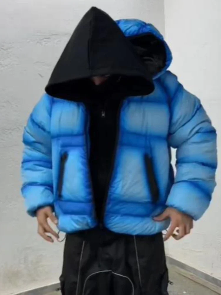 

Зимняя новинка Harajuku High Street Ретро Супер большая толстовка на молнии Теплая куртка Мужская повседневная мода Y2K Хип-хоп Однотонная свободная куртка