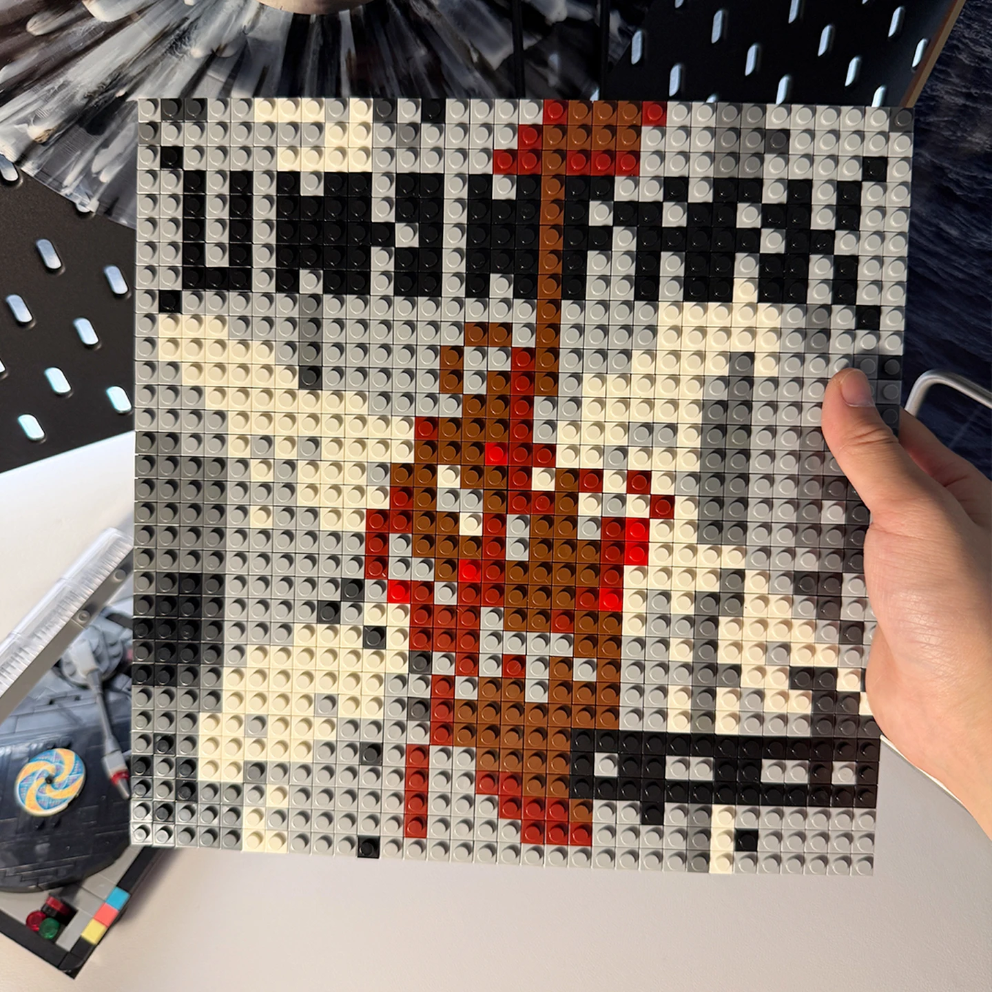 L-Linkin Park Rock Band Moc Building Blocks Mural Brick Pixel Art