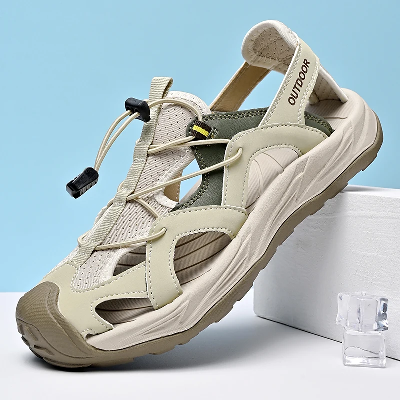 

Summer Men's Outdoor Sandals Non-Slip and Wear-resistant Soft Pleatform Chunky Beach Sandals Breathable Casual Shoes For Men