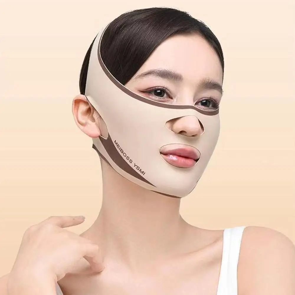 ปรับ Face Sculpting Sleep Mask Breathable V รูป V Line Shaping Mask Cooling Resuable Face Lifting กระชับเข็มขัด