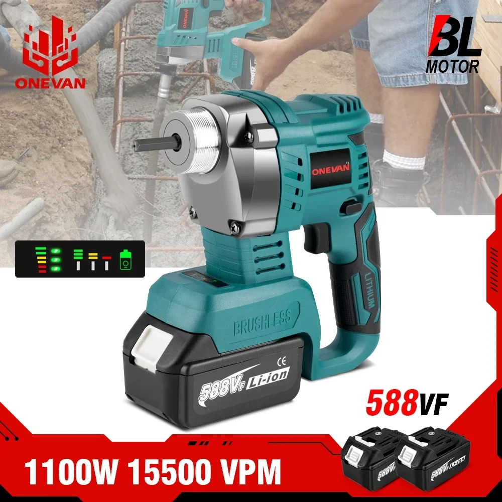 ONEVAN 1100W 15500VPM Electric Concrete Vibrator Concrete Compactor Concrete Mixing Power Tool For Makita 18v battery