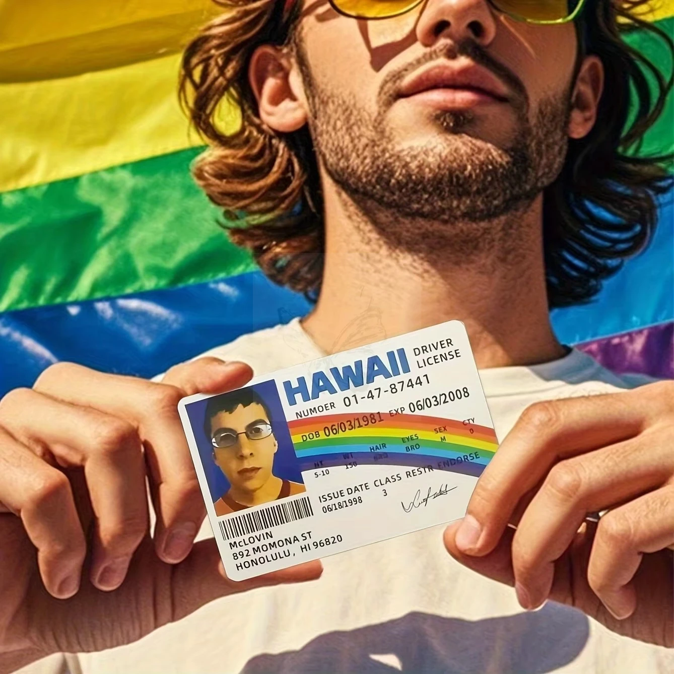 1 Stück originelle PVC-Führerscheinkarten für Hawaii, Partyartikel für Streiche, Geschenke für die Feiertage, langlebige Party-Requisiten. – Detail 4
