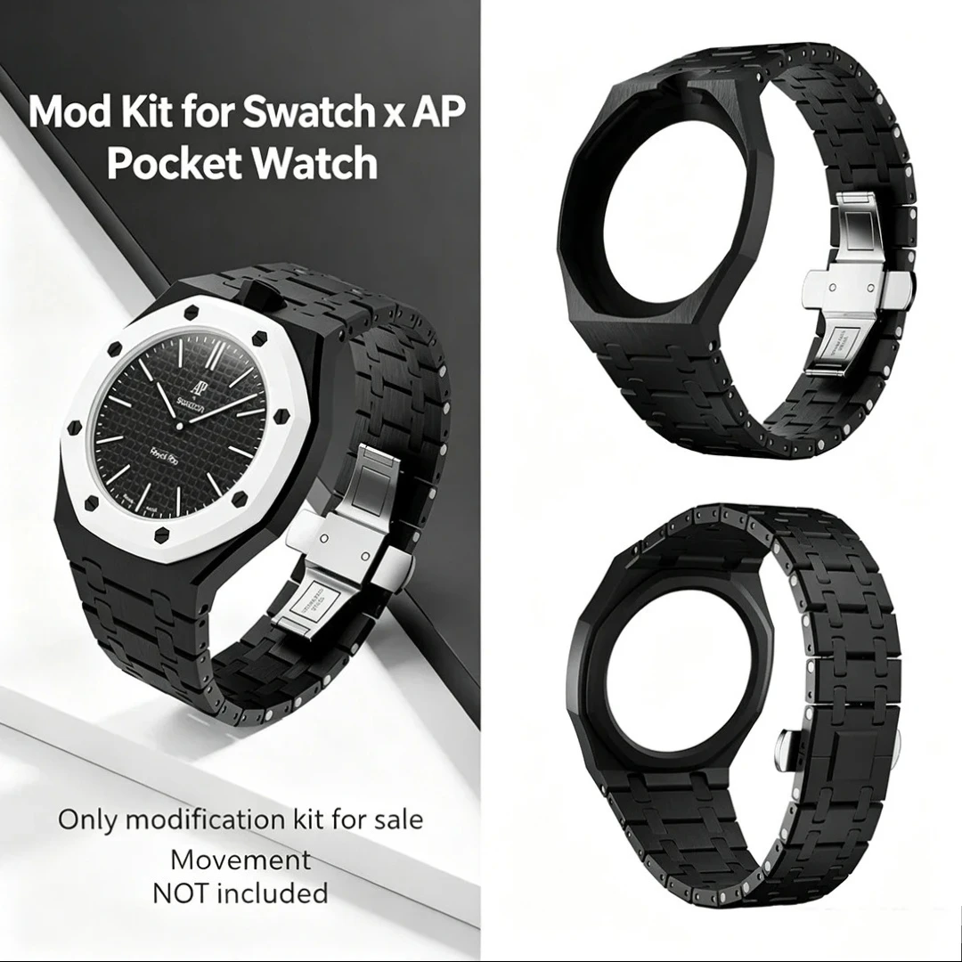 /2026 Bioceramic Upgrade Set for Swatch X AP Royal POP Bio-Based Watch Shell + Ceramic Band Convert Pocket Watch To Wristwatch@