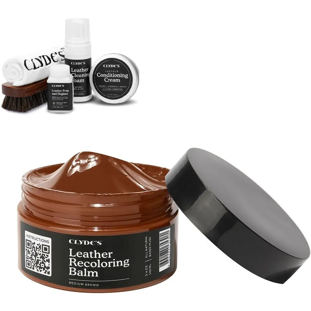 

4-Step Leather Recoloring Kit with Brush & Lint-Free Towels | Cleans, Restores, and Protects Leather