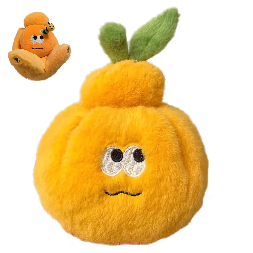 Muñeco de mandarina creativo, lindo gusano y juguete de peluche de naranja, juguete de peluche suave con forma de fruta, regalo para niños, amigos, decoración del hogar