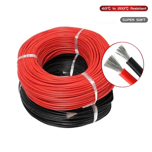 Imagen 2 del producto Cable de silicona súper suave de 1/2/3/5/10M, rojo y negro, 0awg 2 4 6 8awg 10 12 14 16AWG, Cable de alimentación eléctrica para batería de coche resistente al calor
