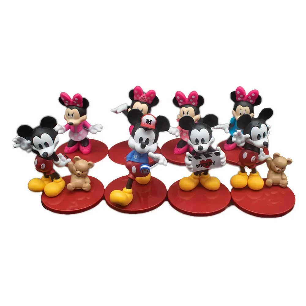 

[Funny] 8pcs/lot Disney Mickey Mouse Minnie Mouse Action figure toys statue collection model home decoration kids best gift
