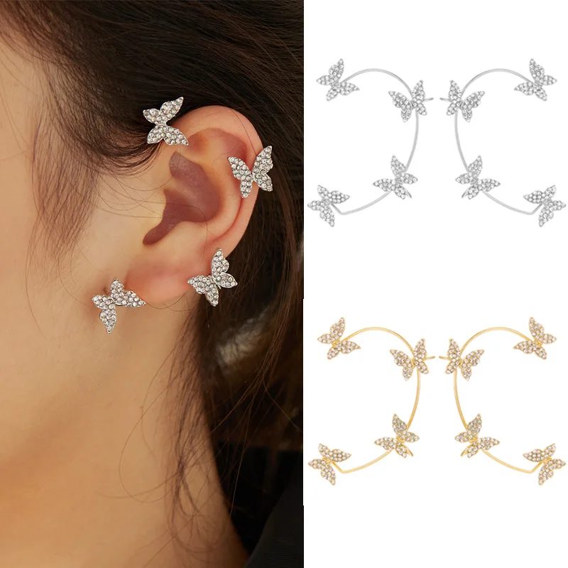 

Vnox Trendy Sparkling Zirconia Butterfly Ear Bone Clip for Women Without Piercing Tassel Ear Cuff Clip Earrings Party Gifts