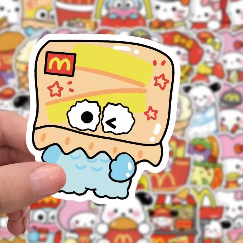 51 Uds dibujos animados McDonald's Sanrio HelloKitty Kuromi pegatinas funda de teléfono móvil guitarra taza equipaje decoración pegatinas al por mayor