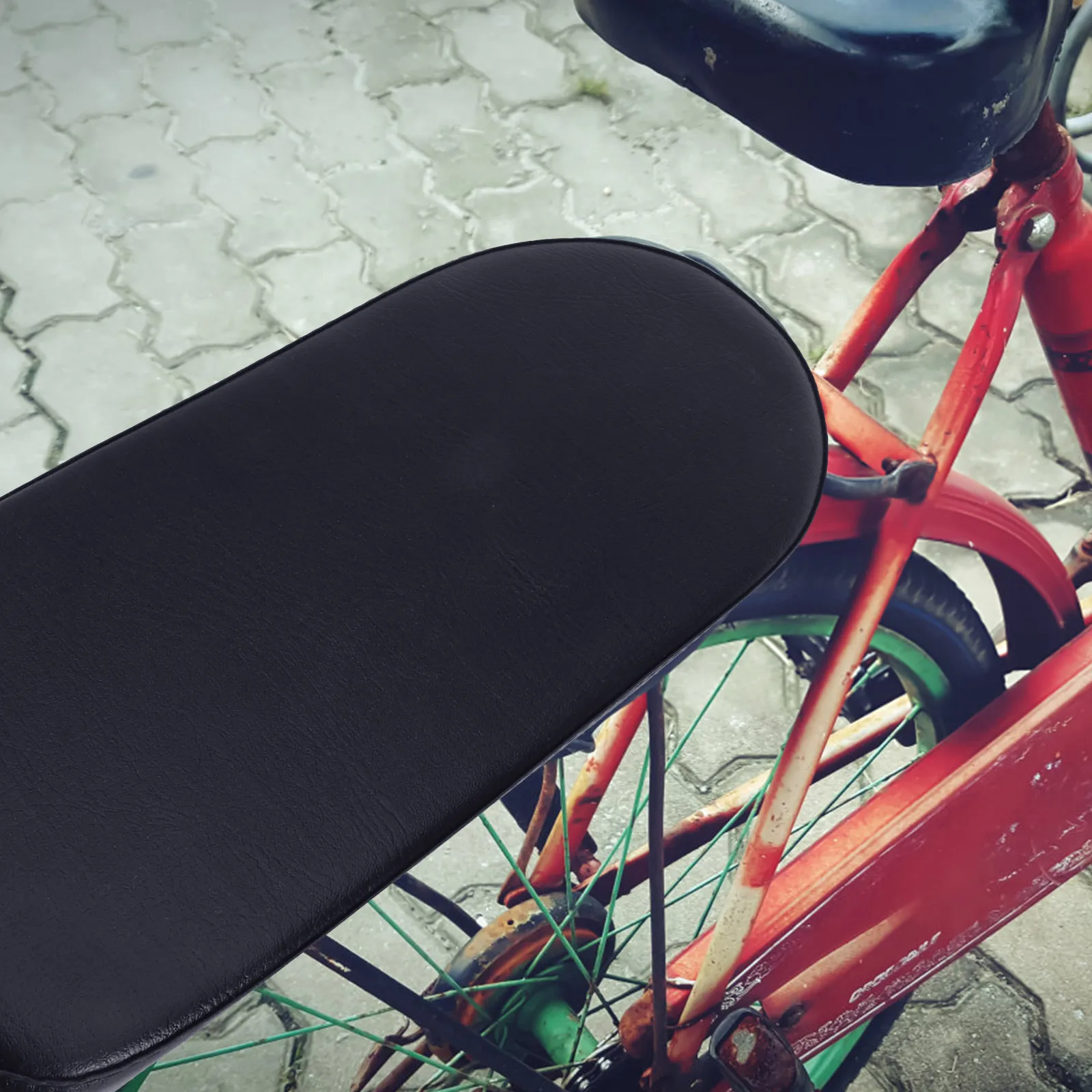 

Comfortable Black Bike Backseat Cushion Durable Waterproof Rear Seat Stable Back Rack Mat for Adult Kids Cycling