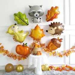 1/5pcs Autumn Maple Leaf Pine Cones Foil Balloons Squirrel Fox Animals Balloon Thanksgiving Brithday Party Decorations Kid Toys