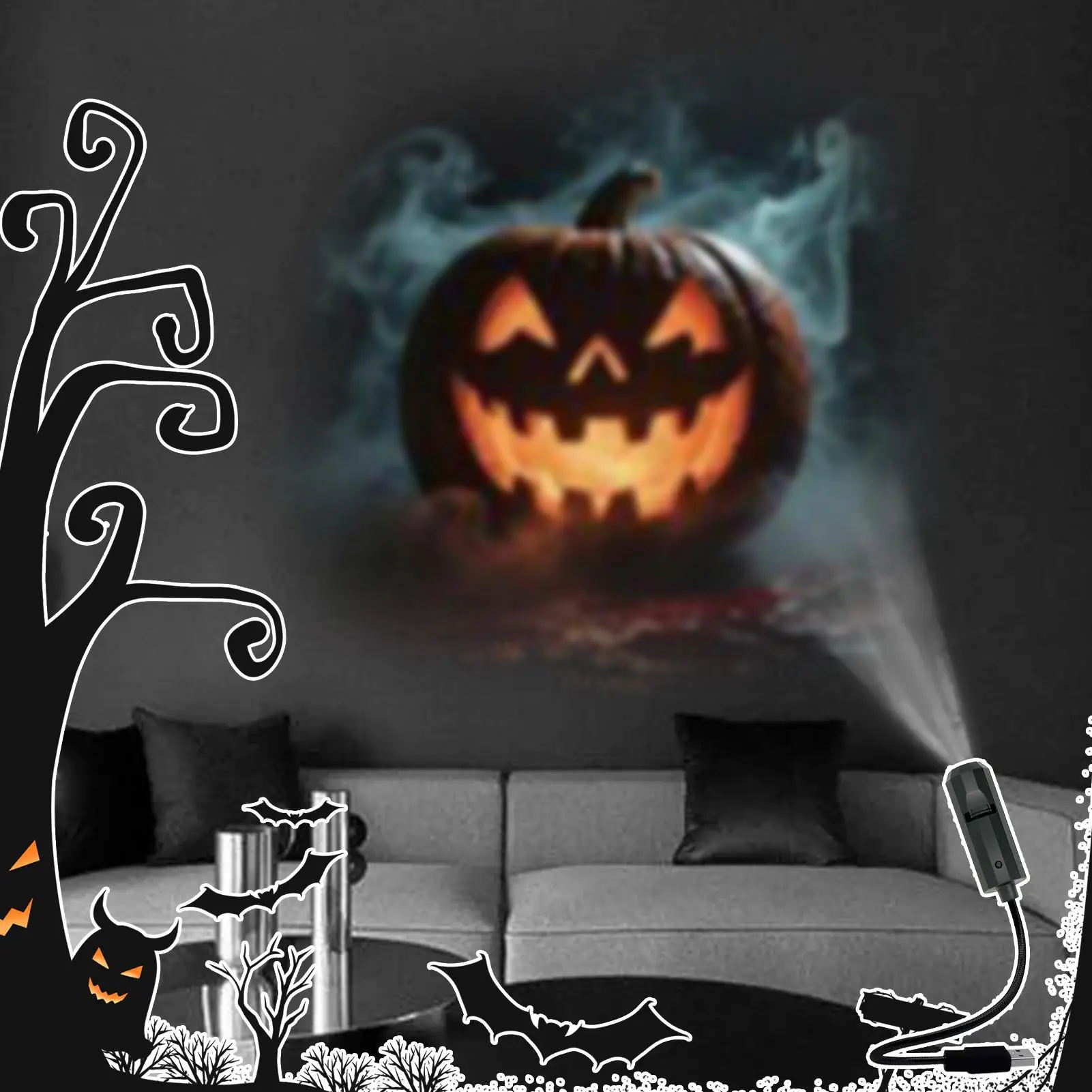 Nuevas luces de proyector de Halloween para exteriores, LED giratorio de 360 grados, decoración de Halloween, lámpara LED para habitación, hogar, dormitorio, Patio, teatro