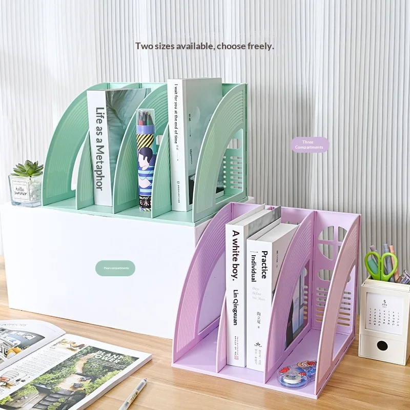 Creative Modern Muted Tones Book Stand Organizer Soft Pastel File Holder Multi Layer Learning Storage Solution