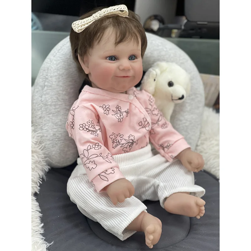 48CM Full Body Vinyl Waterdichte Reborn Baby Maddie met Geworteld Haar Pasgeboren Baby Meisjes 3D Schilderij Huid Zichtbare Aderen Mu soias