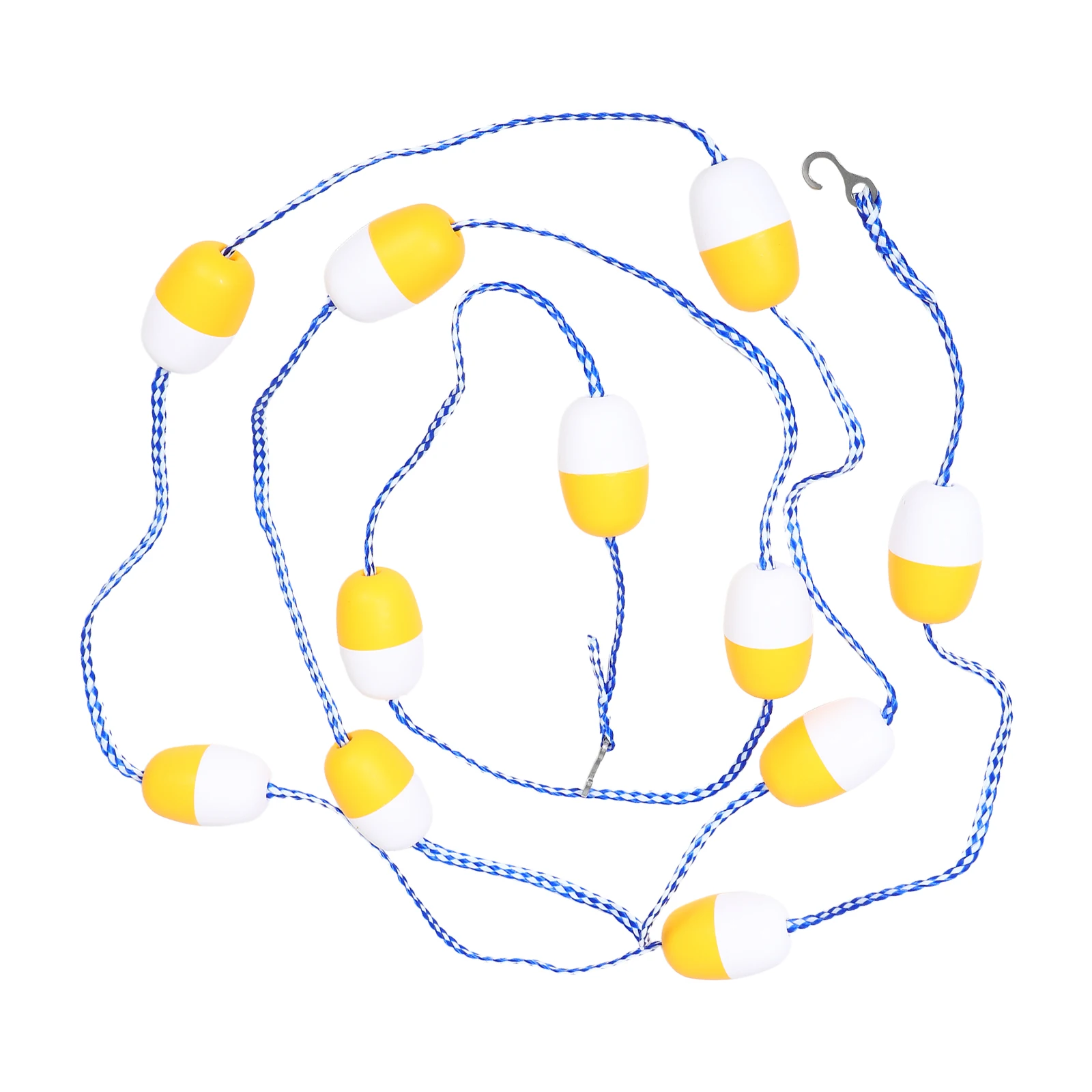 Línea de carril de piscina de 50 metros con boyas flotantes, cuerda amarilla y blanca para entrenamiento de natación competitivo y seguridad en el agua