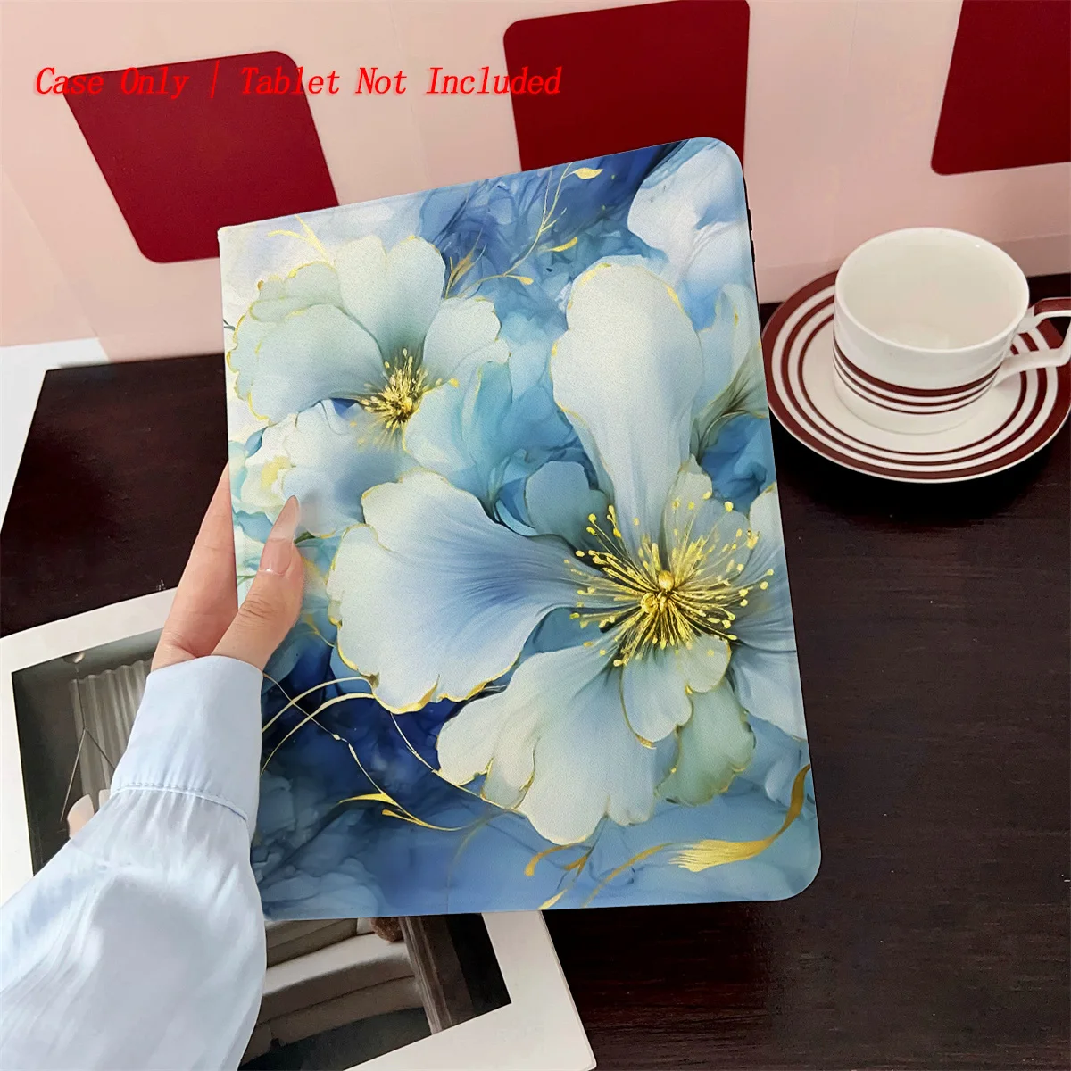 

Cute Blue & White Flower Pattern iPad Case for 10th/11th Gen 10.2 9th/8th Gen Shockproof Auto Sleep/Wake Cover