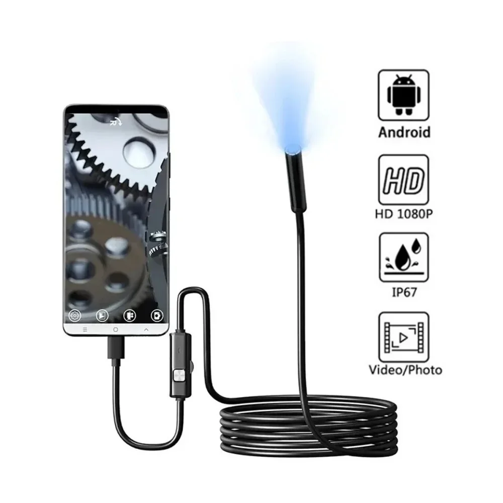 Dual Lens Type C 7.0MM IP67 Waterproof Endoscope Camera LED Adjustable Android Flexible Inspection Borescope Camera For Phone PC