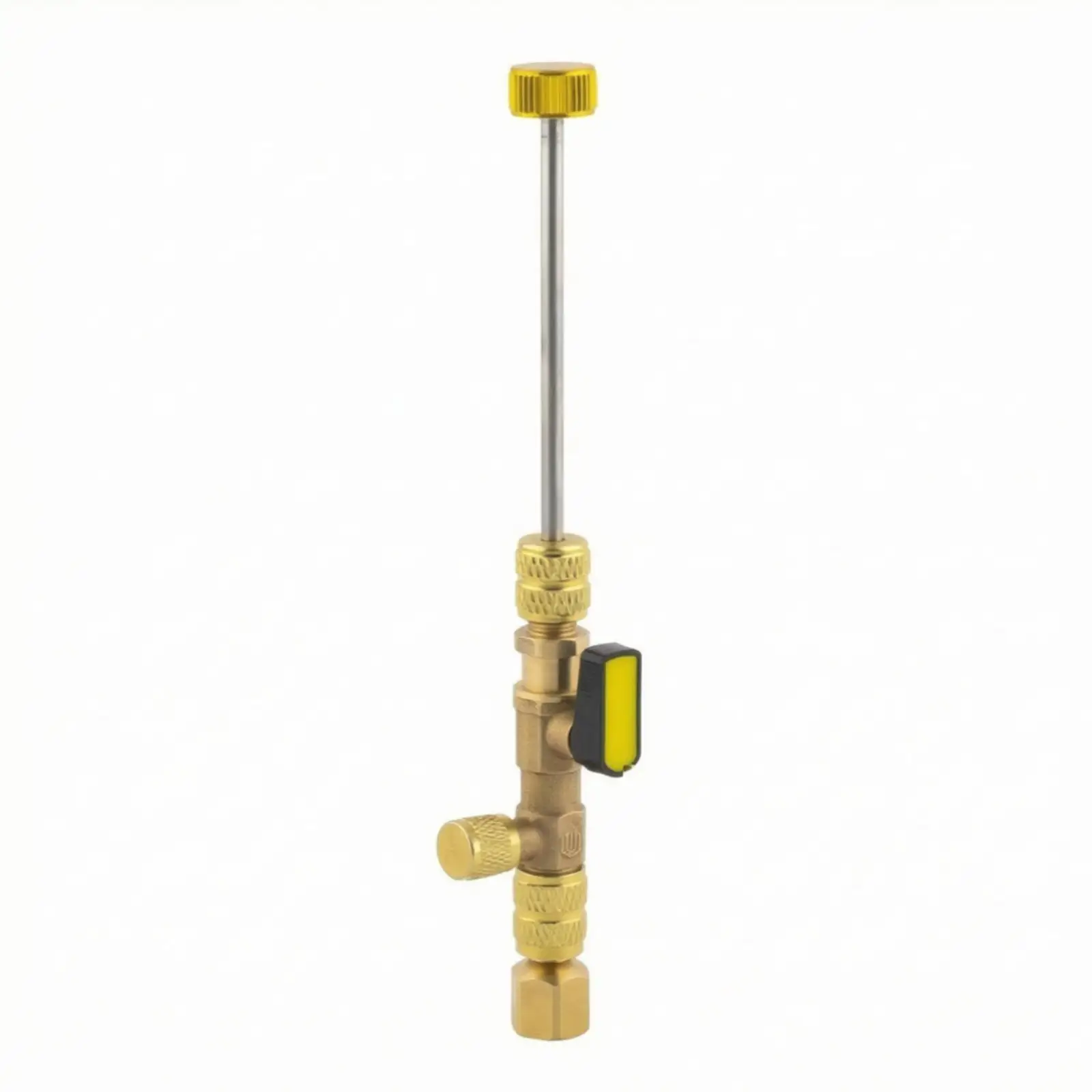 Refrigeration Valve Core Wrench Brass Aircon Service Tool Core Remover with Shutoff Valve for Heating Cooling Tech
