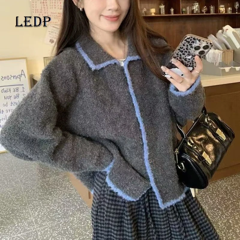 

Корейский милый вязаный женский кардиган на молнии, осень-зима 202, новая женская одежда, дизайн, универсальный свободный свитер для женщин