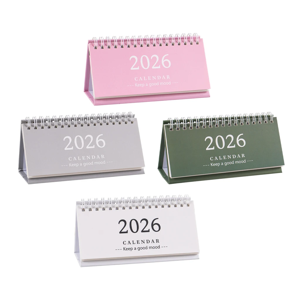 

4Pcs Mini Desk Calendar 2026 Long Format English Standing Calendar for Office Home Study Planning and Organization Use