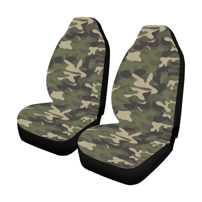 Green Camo Car Seat Cover, Army Brown Camouflage Front Seat Covers (Set of 2), Dog Seat Protectors  SUV Truck