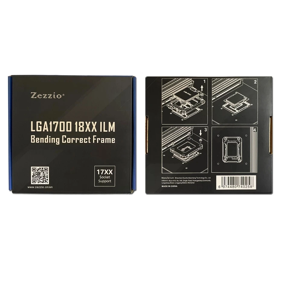 Zezzio LGA17XX 18XX ILM Intel12 جيل الانحناء الإطار الصحيح وحدة المعالجة المركزية لوحة الكترونية معززة تقويم العظام منحنى ثابت مشبك 1700 1800 الألومنيوم