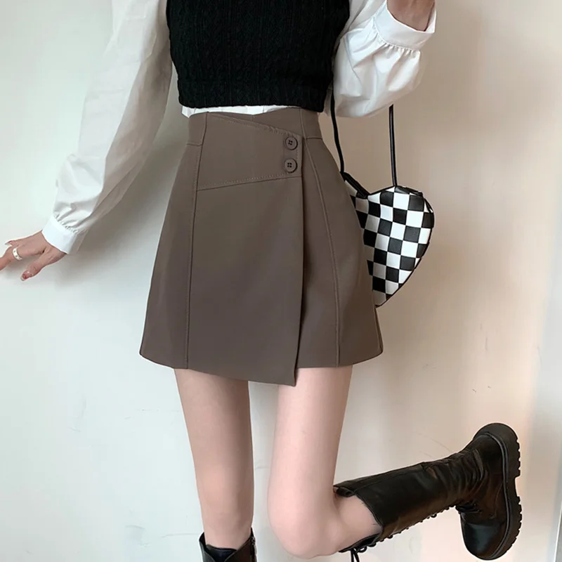 Faion ハイウエスト A ライン オートスカートスーツ女性のルーズカジュアルワイドレッグブーツパンツ春秋の新作スリム効果