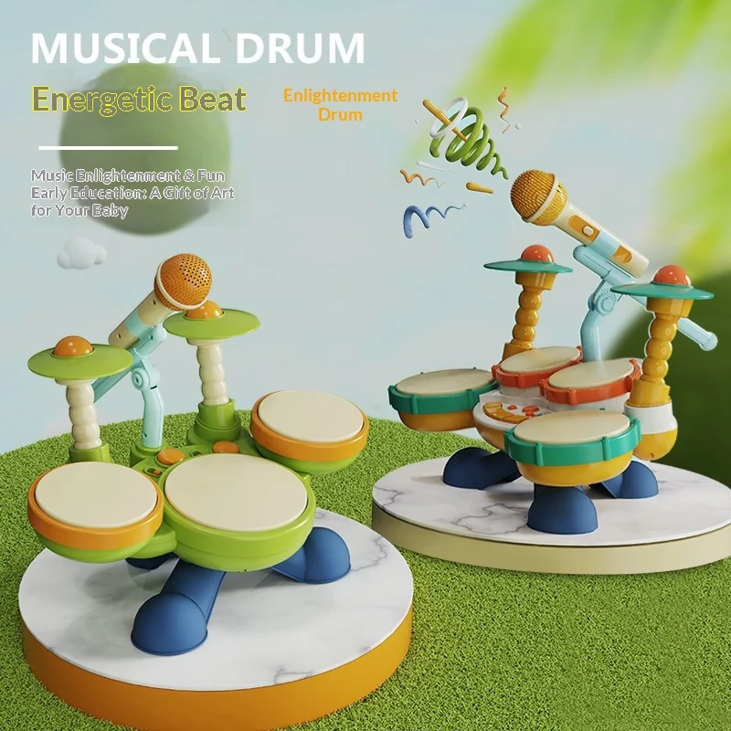 Multifunctional Music Jazz Drum With Microphone Led Light Early Educational Percussion Instrument Musical Toy Rhythm Training