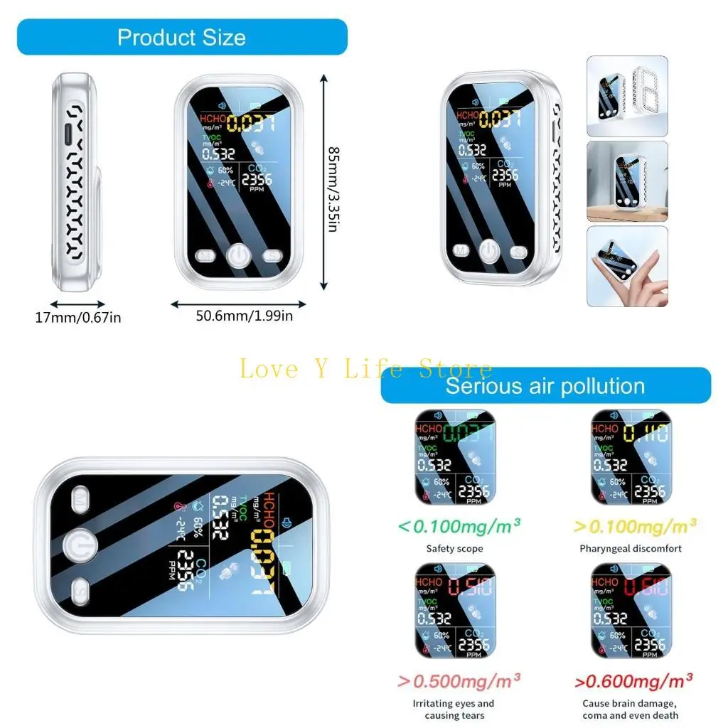 

L74C Тестер качества воздуха CO2 Обнаружение температуры влажности Ручной для личного использования