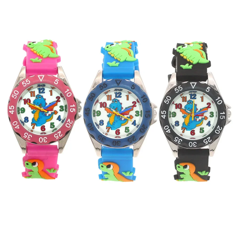 

3Pcs Watches Dinosaur Kids Children Girls Boys Students Silicone Quartz Watches Party Gift Wrist Sport Watches