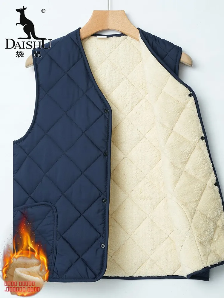 

Мужской утепленный жилет Kangaroo с флисовой подкладкой, повседневный, модный, городской стиль, зимний, теплый, с V-образным вырезом, для ношения под одеждой