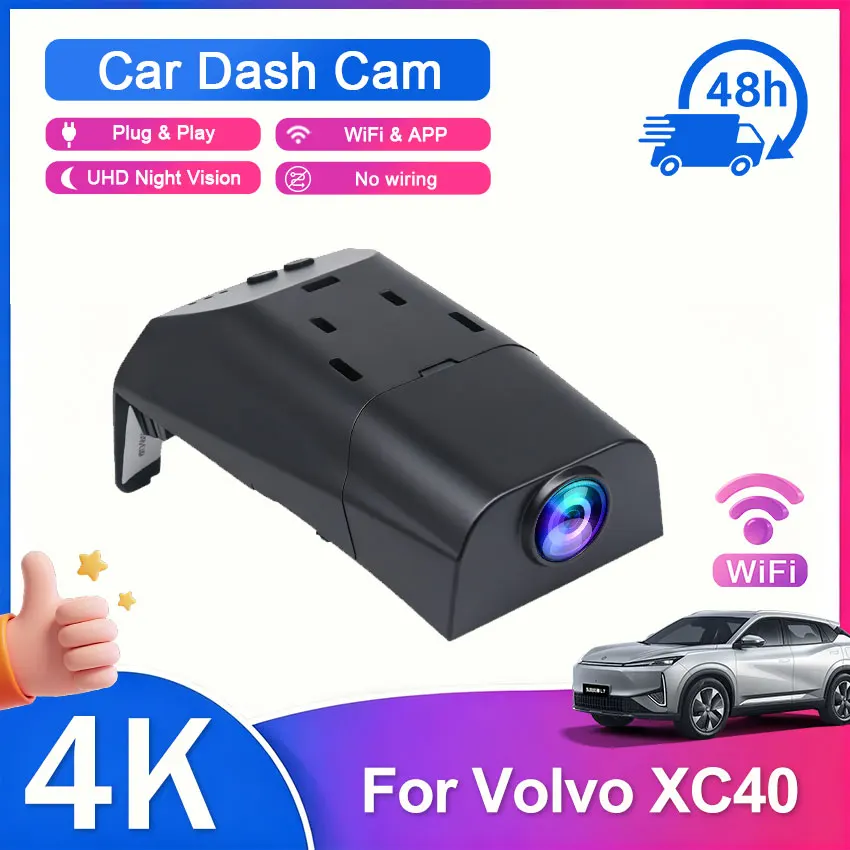

Car Dash Cam Front Rear 4K 2160P Dual Camera Dashcam Plug Play Compatible with For Volvo XC40 2017 2018 2019 2020 2021