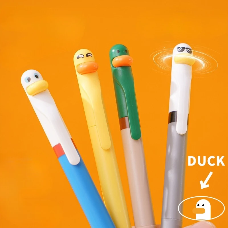 Stylos de canard - Stylo anti-stress Stylo gel rétractable mignon Stylo d'écriture à encre noire 0,5 mm Cadeau de fête parfait pour les étudiants et les enseignants