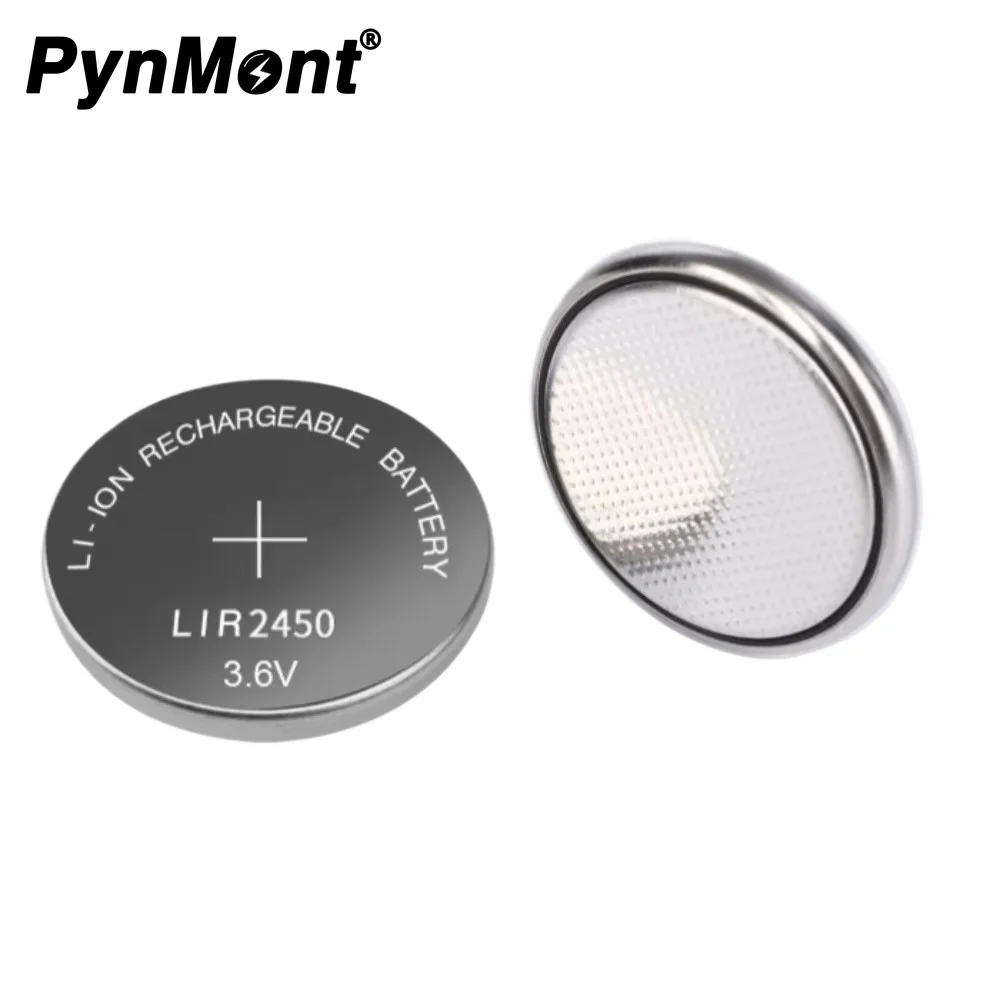 5PCS 3.6V LIR2450 LIR 2450 Lithium Rechargeable Button Battery for Car Key Remote Control Watch Clock Replaces CR2450